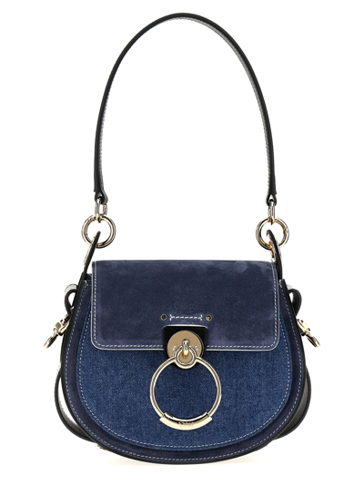 Chloé Tess Crossbody Bags In Blue