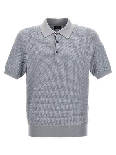 Brioni Woven Knit  Shirt Polo Light Blue