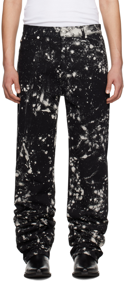 Lu'u Dan Black Long Straight Jeans In Bleached Black