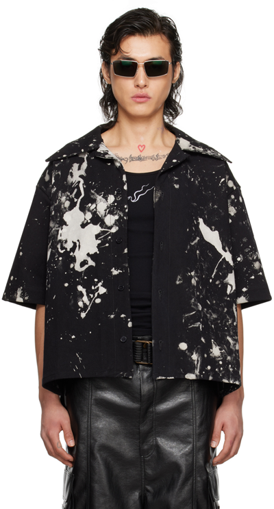 Lu'u Dan Black Boxy Denim Shirt In Bleached Black