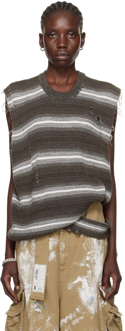 Lu'u Dan Grey Striped Waistcoat In Mt059k