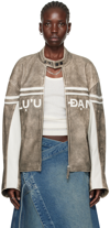 LU'U DAN GRAY MOTO L-D LEATHER BIKER JACKET