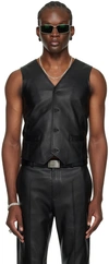 Lu'u Dan Ssense Exclusive Black Tailored Leather Vest In Black