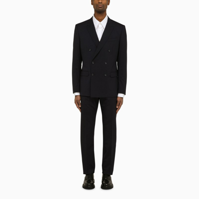 DOLCE & GABBANA DOLCE&GABBANA DARK BLUE WOOL DOUBLE-BREASTED SUIT