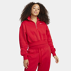 Nike Women's  Sportswear Phoenix Fleece 1/2-zip Cropped Sweatshirt In Red