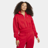 Nike Women's  Sportswear Phoenix Fleece 1/4-zip Cropped Sweatshirt In Red