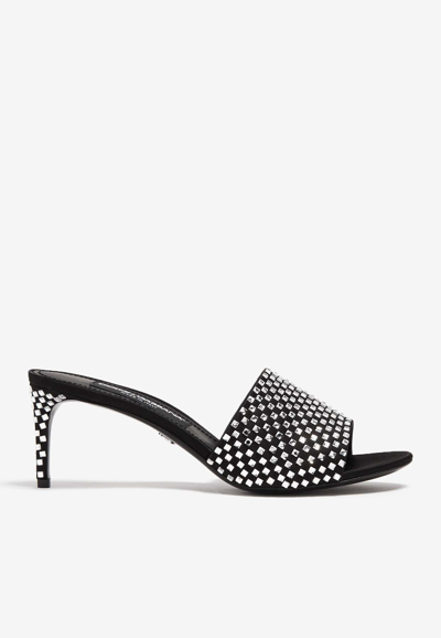 Dolce & Gabbana Keira 65 Rhinestone Embellished Mules In Black