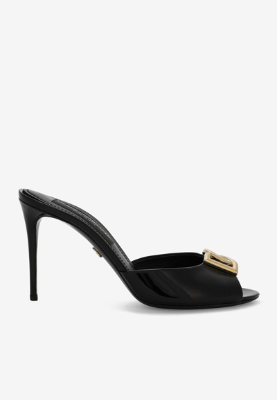 Dolce & Gabbana Logo-plaque Stiletto Sandals In Black