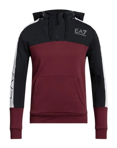Ea7 Man Sweatshirt Burgundy Size Xxs Cotton, Polyester In Red