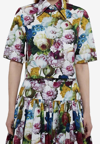 DOLCE & GABBANA ALL-OVER FLORAL-PATTERNED CROPPED SHIRT