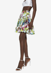 Dolce & Gabbana Mini Multicolor Skirt With All-over Floreal Print In Cotton Woman In Multicolor