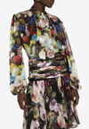 Dolce & Gabbana Floral Silk Chiffon Blouse In Black