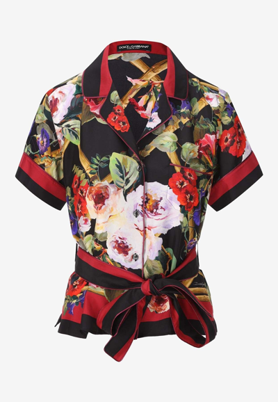 DOLCE & GABBANA ALL-OVER FLORAL-PATTERNED SILK SHIRT