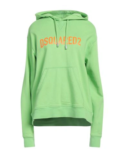 Dsquared2 Woman Sweatshirt Light Green Size L Cotton, Elastane