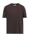 Alpha Studio Man T-shirt Dark Brown Size 44 Cotton, Elastane