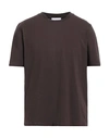 Alpha Studio Man T-shirt Dark Brown Size 40 Cotton, Elastane