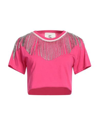 5 Progress Woman T-shirt Fuchsia Size L Cotton In Pink