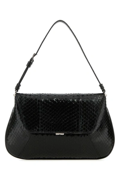 Amina Muaddi Woman Black Leather Ami Handbag