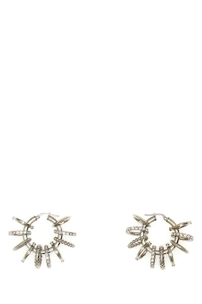 Amina Muaddi Woman Silver Metal Multi Ring Earrings In White
