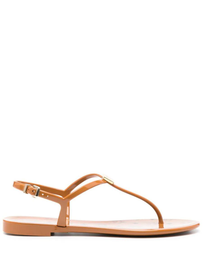 Mcm Monogram Jelly Sandals In Brown