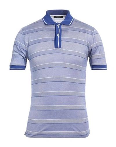 Gran Sasso Man Polo Shirt Azure Size 36 Cotton In Blue