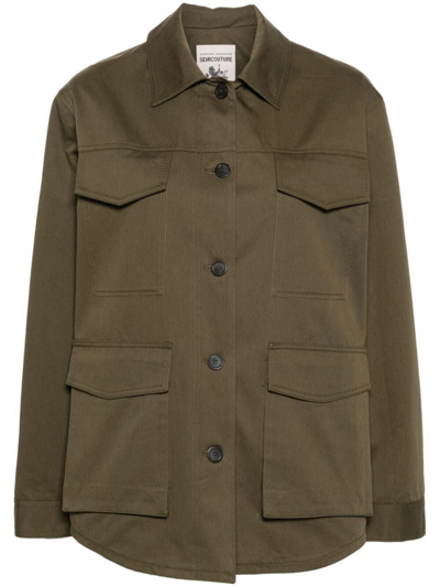 Semicouture Cotton Military Jacket In Green