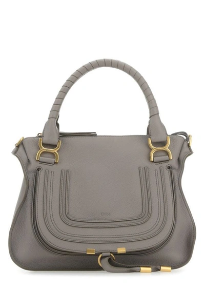 Chloé Chloe Woman Grey Leather Medium Marcie Handbag In Gray