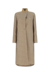 Fendi Brown Embroidered Wool Blend Coat In Multicolor