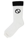 Gucci Calzini In Cotone Con Incrocio Gg Tondo In White