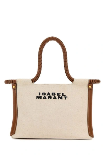 Isabel Marant Sand Canvas Toledo Mini Shopping Bag In Brown
