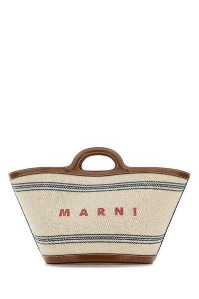 Marni Woman Ivory Canvas Tropicalia Handbag In White