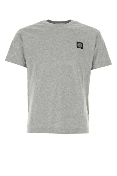 Stone Island Man Light Grey Cotton T-shirt In Gray