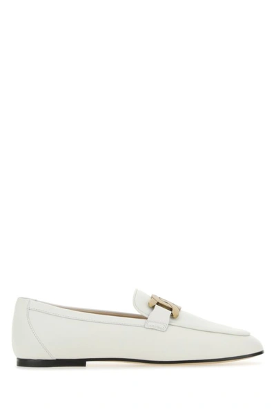 TOD'S TOD'S WOMAN WHITE LEATHER LOAFERS