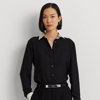 LAUREN RALPH LAUREN CLASSIC FIT TWO-TONE GEORGETTE SHIRT