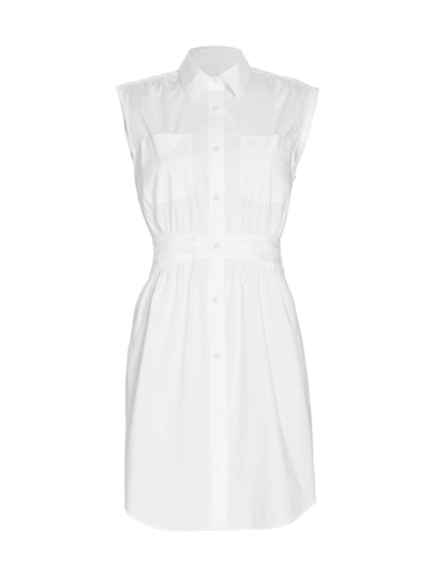Derek Lam 10 Crosby Cora Shirred Shirt Dress In White