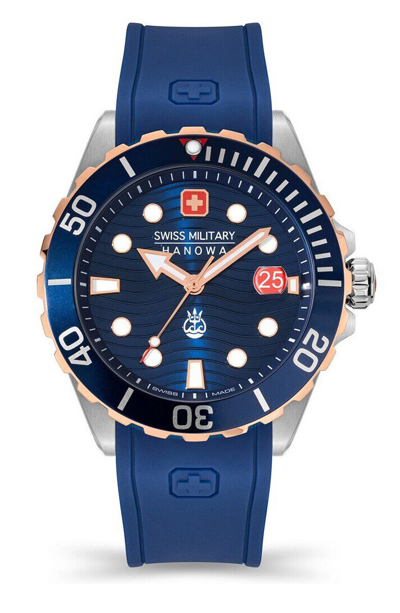 Pre-owned Swiss Military Hanowa Swiss Made Men's Divers Watch 44 Mm Smwgh2200361