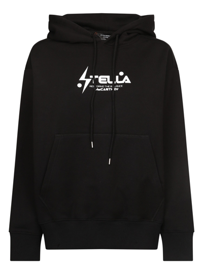 Stella Mccartney Logo印花棉质连帽卫衣 In Black