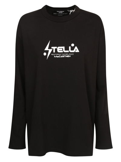 Stella Mccartney T-shirt ml Logo Nero In Black