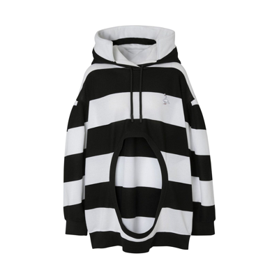 BURBERRY BURBERRY CUT-OUT STRIPED HOODED SWEATSHIRT