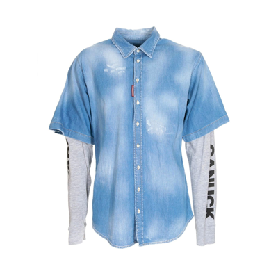 Dsquared2 Cotton Denim Shirt In Blue