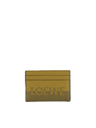 Loewe Calfskin Signature Cardholder In Ochre/olive