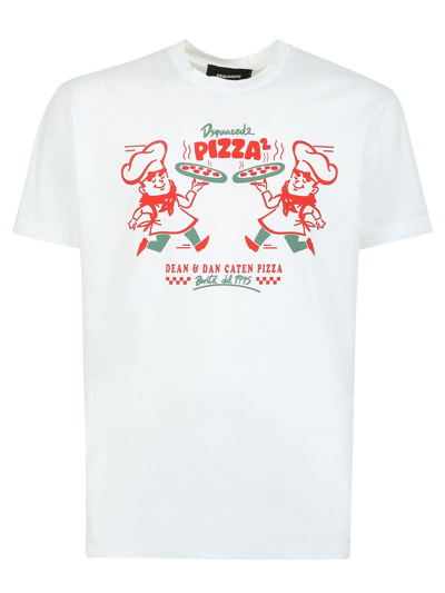 Dsquared2 Pizza Twins T-shirt In White
