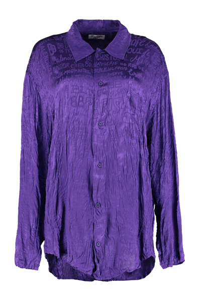 Balenciaga Printed Silk Shirt In Purple