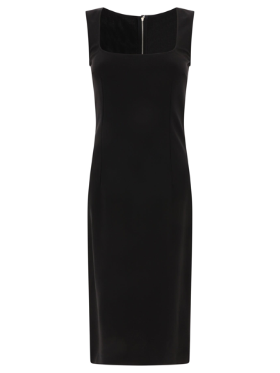 Dolce & Gabbana Milan Stitch Stretch Jersey Sheath Dress In Black
