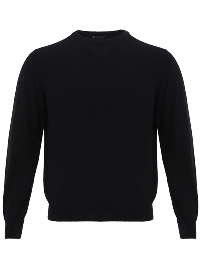 Colombo Black Round Neck Cashmere Sweater