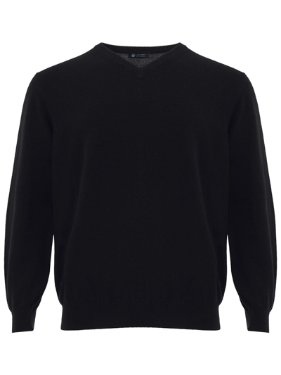 Colombo Black V-neck Cashmere Sweater In Blue