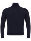 COLOMBO BLUE NAVY CASHMERE TURTLE NECK SWEATER