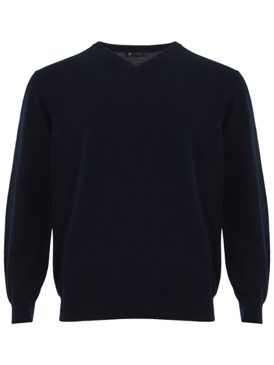 Colombo Blue Navy V-neck Cashmere Sweater In Black