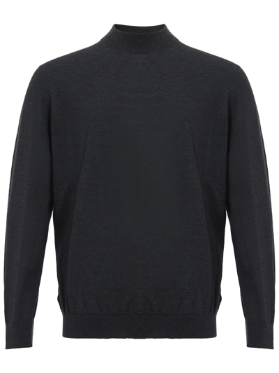 Colombo Dark Grey Cashmere Mock Neck Sweater