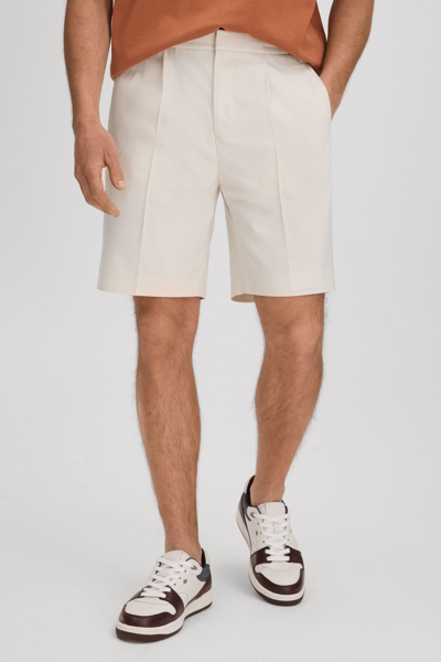 REISS SUSSEX - WHITE RELAXED DRAWSTRING SHORTS, 32